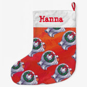 Polar Bären Weihnachten auf Rot Großer Weihnachtsstrumpf (Rückseite)