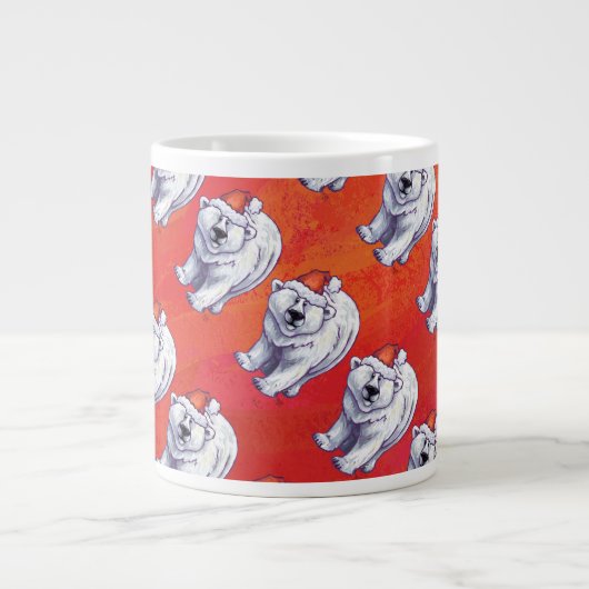 Polar Bären Weihnachten auf Rot Jumbo-Tasse (Vorderseite)