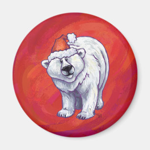 Polar Bären Weihnachten auf Rot Magnet