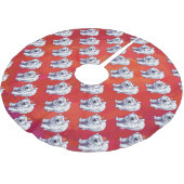 Polar Bären Weihnachten auf Rot Polyester Weihnachtsbaumdecke (Schrägansicht)