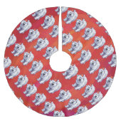 Polar Bären Weihnachten auf Rot Polyester Weihnachtsbaumdecke (Vorderseite)