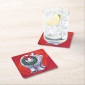 Polar Bären Weihnachten auf Rot Rechteckiger Pappuntersetzer (Vor Ort)