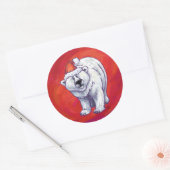 Polar Bären Weihnachten auf Rot Runder Aufkleber (Umschlag)