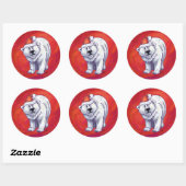 Polar Bären Weihnachten auf Rot Runder Aufkleber (Blatt)