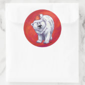 Polar Bären Weihnachten auf Rot Runder Aufkleber (Tasche)
