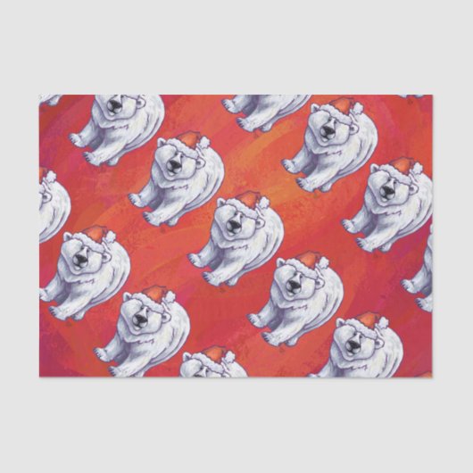 Polar Bären Weihnachten auf Rot Seidenpapier (Vorderseite)