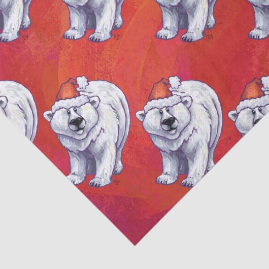 Polar Bären Weihnachten auf Rot Seidenpapier (Ausschnitt)