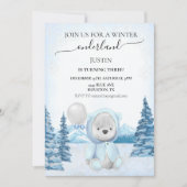 Polar Bären Weihnachten Ein erster Geburtstag Wint Einladung (Vorderseite)