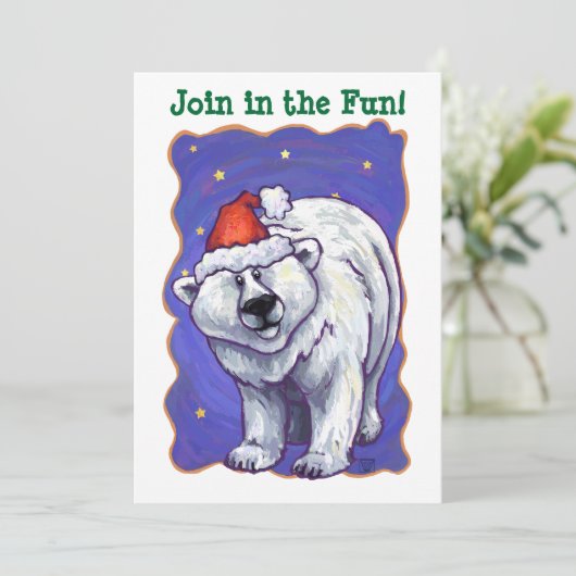 Polar-Bären-Weihnachten Einladung (Stehend Vorderseite)