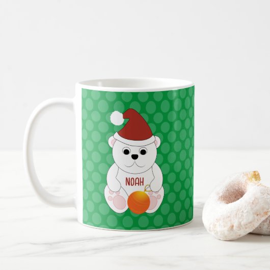 Polar Bären Weihnachten Weihnachtsmannmütze Person Kaffeetasse (Mit Donut)
