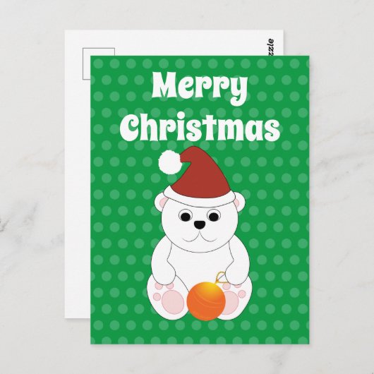 Polar Bären Weihnachten Weihnachtsmannmütze Person Postkarte (Vorne/Hinten)