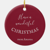 Polar Bären Weihnachtsmannmütze Frohe Weihnachten  Keramik Ornament (Hinten)