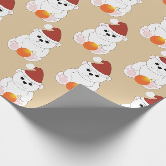 Polar Bären Weihnachtsschmuck Muster Geschenkpapier (Ecke)