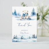 Polar Bären Winter Bärendusche Dankeskarte (Stehend Vorderseite)