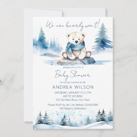 Polar Bären Winter Bärendusche Einladung (Vorderseite)