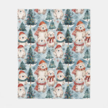 Polar Bären Winter Fleece Decke | Hüte & Schals