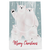 Polar Bärenfamilie in schneebedeckter, mittelgroße Mittlere Geschenktüte (Vorderseite)