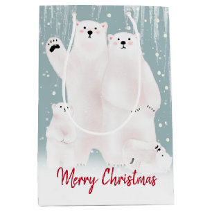 Polar Bärenfamilie in schneebedeckter, mittelgroße Mittlere Geschenktüte