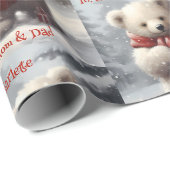 Polar Bear Add Names Niedlich Weihnachten Geschenkpapier (Rolleneckpunkt)