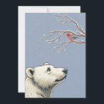 Polar Bear and Bird Christmas Card Feiertagskarte<br><div class="desc">Polar Bear and Bird Christmas Card</div>
