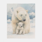 Polar Bear and Cub Arctic Elegante Fleecedecke (Vorderseite)