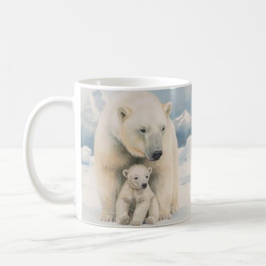 Polar Bear and Cub Arctic Elegante Kaffeetasse (Links)