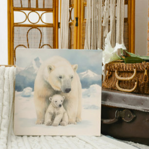 Polar Bear and Cub Arctic Elegante Leinwanddruck