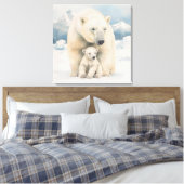 Polar Bear and Cub Arctic Elegante Leinwanddruck (Insitu (Schlafzimmer))