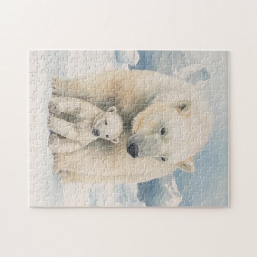 Polar Bear and Cub Arctic Elegante Puzzle (Horizontal)
