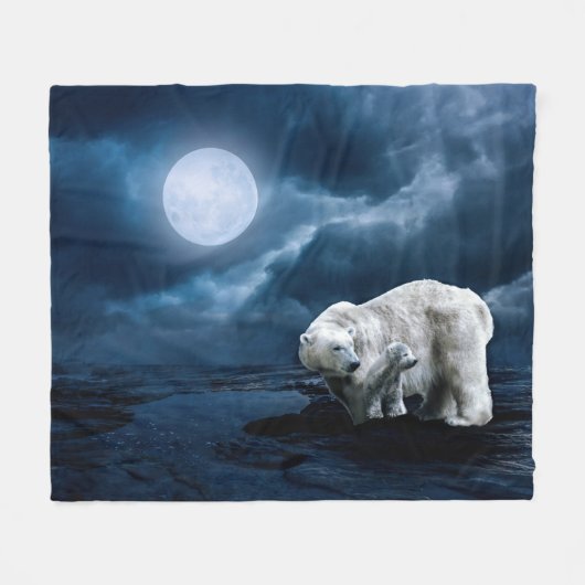 Polar Bear and Cube Fleecedecke (Vorderseite (Horizontal))