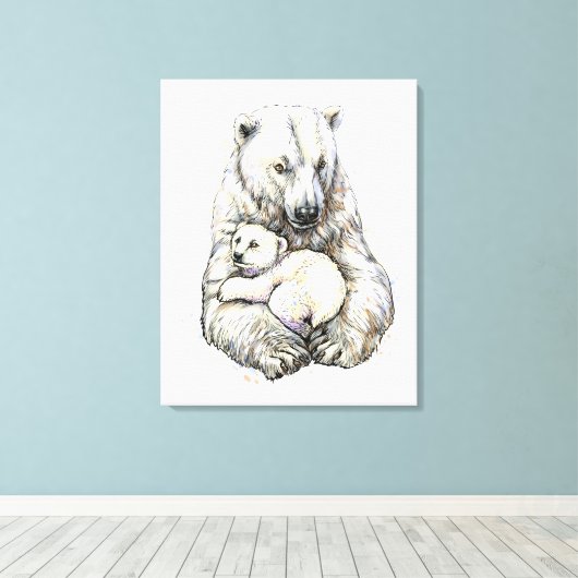 Polar Bear and Cube Leinwanddruck (Insitu (Holzboden))
