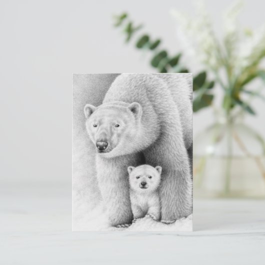 Polar Bear and Cube Postcard Postkarte (Stehend Vorderseite)