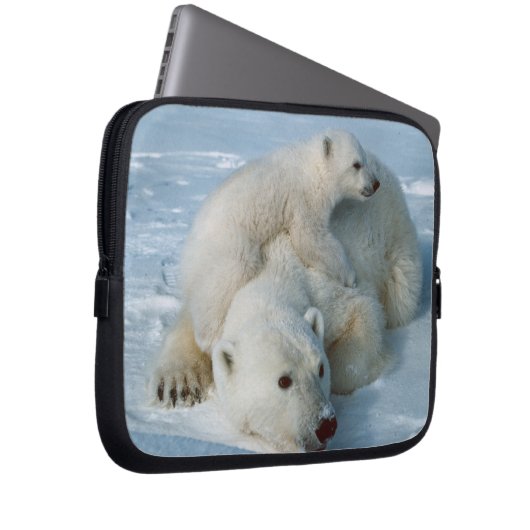 Polar Bear and Cube Wildlife Lovers Laptopschutzhülle (Vorne Rechts)