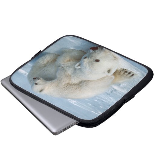 Polar Bear and Cube Wildlife Lovers Laptopschutzhülle (Vorne Knopf)