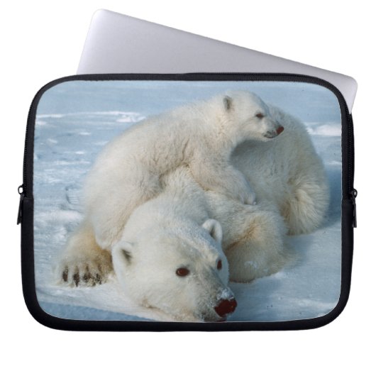Polar Bear and Cube Wildlife Lovers Laptopschutzhülle (Vorderseite)