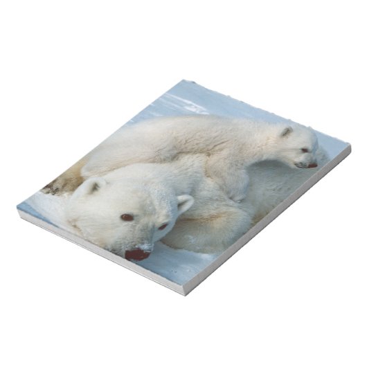 Polar Bear and Cube Wildlife Lovers Notizblock (Rotiert)