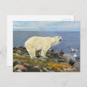Polar Bear and Eider Encks on Coast by Friese Postkarte (Vorne/Hinten)