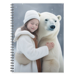 Polar Bear and Girl Hug Notizblock