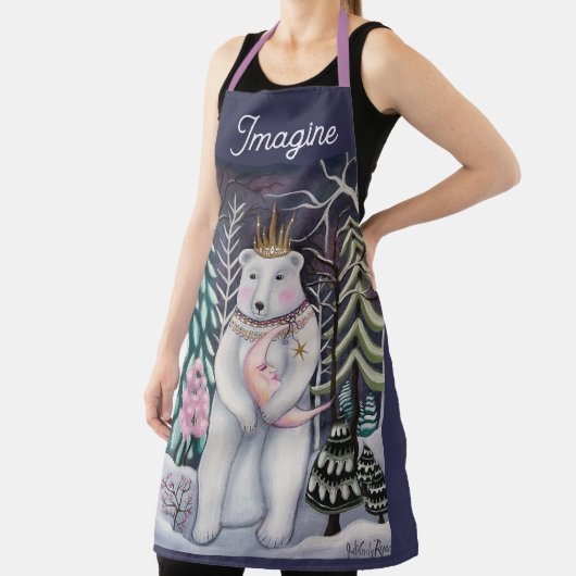 Polar Bear and Moon Winter Whimsical Art Schürze (InSitu)