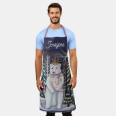 Polar Bear and Moon Winter Whimsical Art Schürze (Getragen)