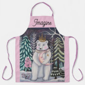 Polar Bear and Moon Winter Whimsical Art Schürze (Vorderseite)