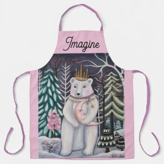 Polar Bear and Moon Winter Whimsical Art Schürze