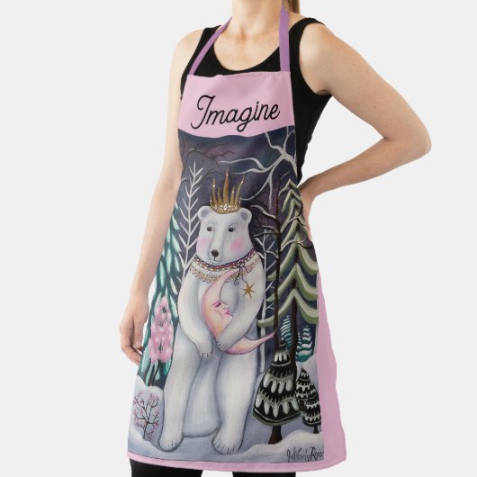 Polar Bear and Moon Winter Whimsical Art Schürze (InSitu)