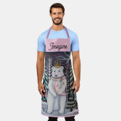 Polar Bear and Moon Winter Whimsical Art Schürze (Getragen)