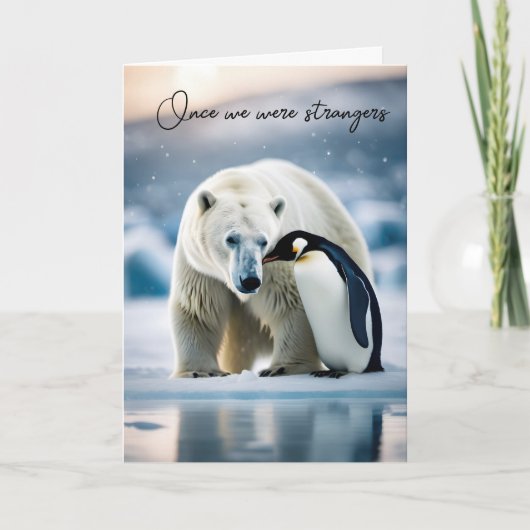 Polar Bear and Pinguin Friends Birthday Karte (Vorderseite)