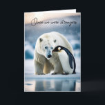 Polar Bear and Pinguin Friends Birthday Karte<br><div class="desc">Eisbär und Pinguin auf arktischem Eis zum Geburtstag eines Freundes.</div>