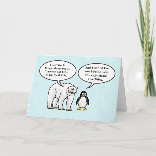 Polar Bear and Pinguin Romantic Card Karte (Vorderseite)