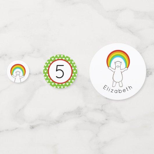 Polar Bear and Rainbow Table Confetti Konfetti (Vorderseiten)
