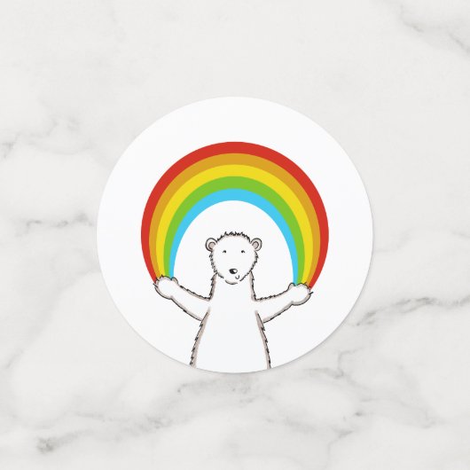 Polar Bear and Rainbow Table Confetti Konfetti (Klein Vorderseite)