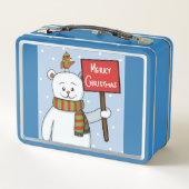 Polar Bear and Robin Christmas Greeting Metall Brotdose (Rückseite)